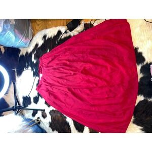 The Cambridge Shop Vintage Red 100% Silk Midi A-Line Skirt Pockets Size 8